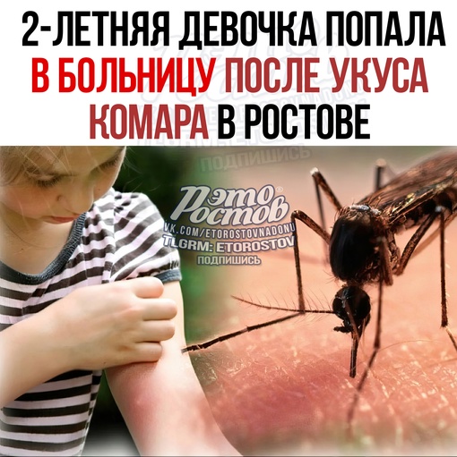 🦟 🚑 2-летняя девочка попала в больницу после укуса комара в Ростове. Укус вызвал воспаление и пошло..