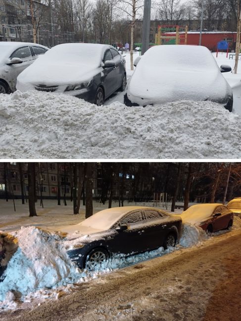 Обстановка на улицах и во дворах Петербурга, которые продолжают откапывать после снегопада. Наверное, так и..
