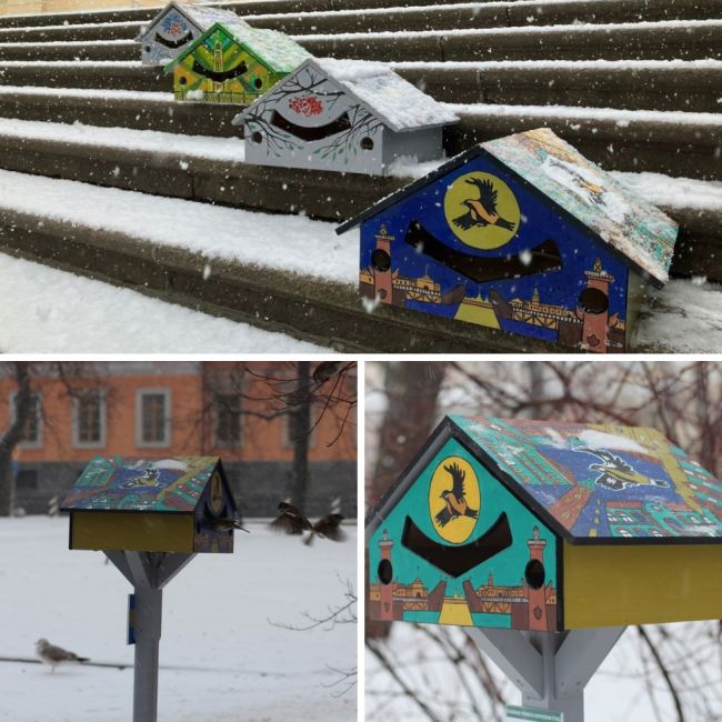В Михайловском саду и Инженерном сквере установили милые скворечники для зимующих..