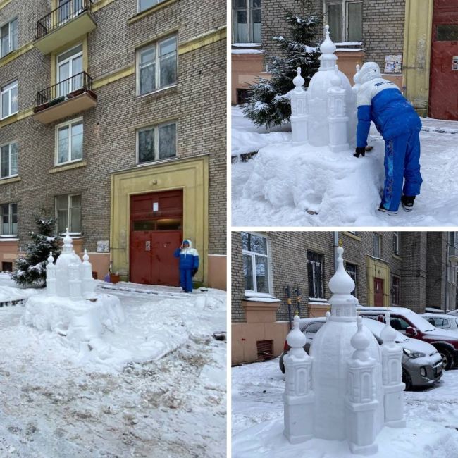 Зима в разгаре и петербургский скульптор Владимир Кузьмин снова радует горожан своими работами из снега. В..
