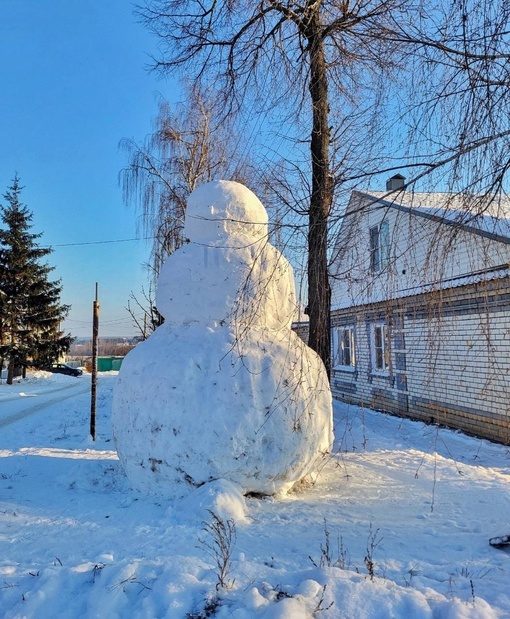 Кто-то в Арзамасе так обрадовался зиме, что немножко психанул 😅

Пожалуй, это самый большой снеговик с..