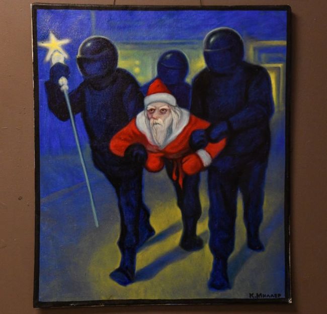 Просто одна работа с новогодней выставки Колдовских художников в петербургской галерее «Свиное рыло»...