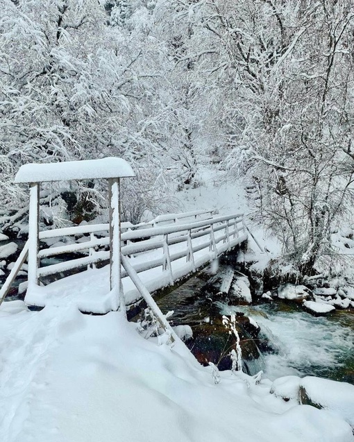 Заснеженные дороги Адыгеи❄️
📍Река Белая, Гранитный..