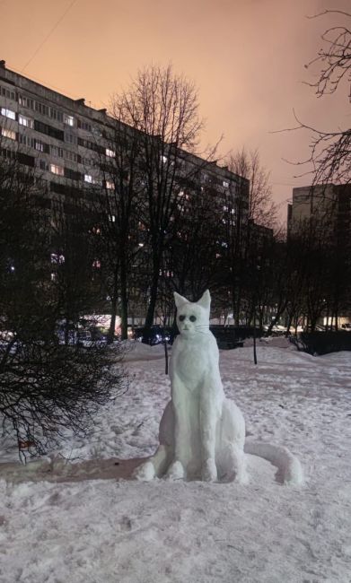 Петербуржцы слепили во дворе симпатичного котовика. Похож на памятник коту Твиксу, погибшему из-за..