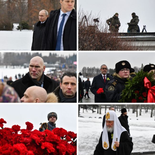 Путин под дулами снайперских винтовок возложил цветы на Пискаревском кладбище в Петербурге по случаю..