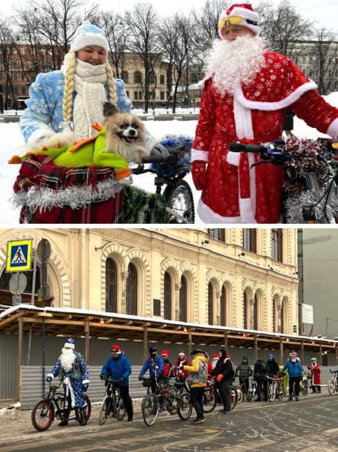 В Петербурге прошёл ежегодный велопарад Дедов Морозов, Снегурочек и всех-всех. Его участники проехали от..