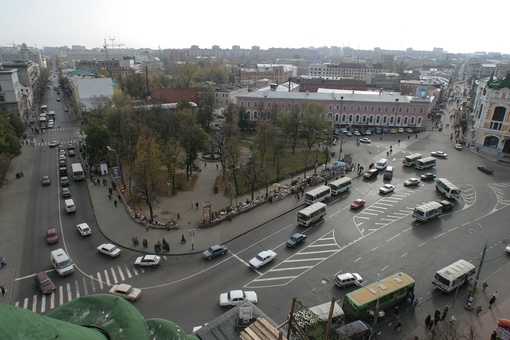 Вид на площадь Минина и Пожарского с верхушки Дмитриевской башни.2003..