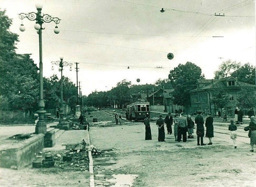 г. Горький. Улица Белинского, Ремонт трамвайных путей, сентябрь 1958..