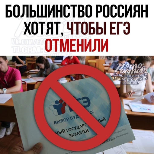 📚 Большинство россиян отрицательно относятся к ЕГЭ и хотят его отмены. А среди родителей 10- и 11-классников 78%..
