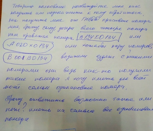 В Волгограде в одном из МРЭО женщина написала заявление на получение «блатных» номеров для всей семьи.....