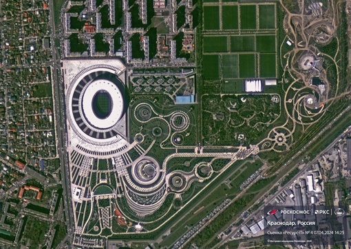 «Роскосмос» показал, как выглядит парк и стадион «Краснодар» с орбиты..