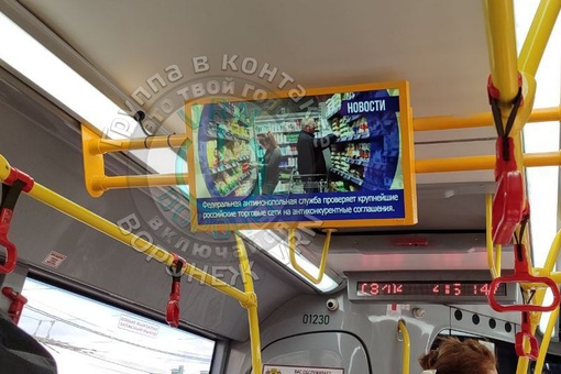 Новостной экран повесили в автобусе..