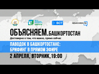 ⚡На канале БСТ пройдет брифинг по ситуации с паводком в Башкирии. Начало — 2 апреля в 19.00 по уфимскому..