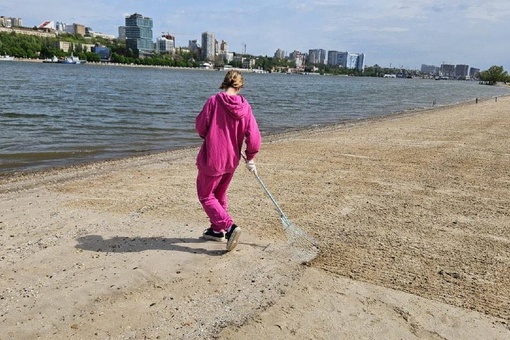 На городском пляже парка Левобережный ростовчане навели порядок: здесь прошел экологический..