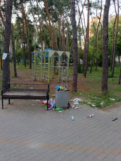 Вот такое состояние детской площадки за домом на Олеко Дундича 11.Горы мусора, ужасный запах.И это на детской..
