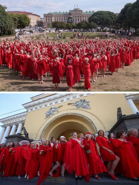В Петербурге прошло очередное «Шествие в красных платьях» — ежегодный женский флешмоб, участницы которого..