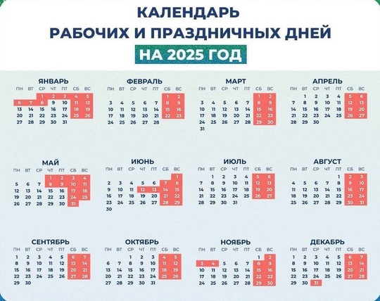 Минтруд опубликовал календарь рабочих и праздничных дней на 2025 год.

Новый год россияне начнут встречать уже..