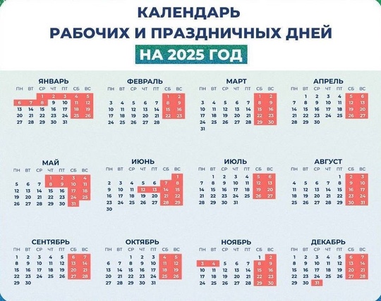 🗣️Минтруд опубликовал календарь праздничных дней на 2025 год.

В этот Новый год отдыхать будем целых 11 дней,..