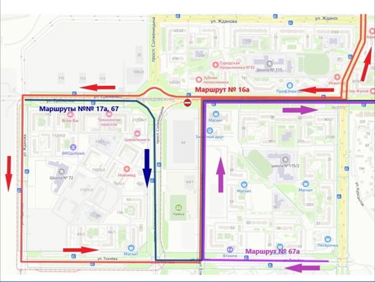 В ближайшее время схема движения четырёх автобусных маршрутов в направлении микрорайона Левенцовский..