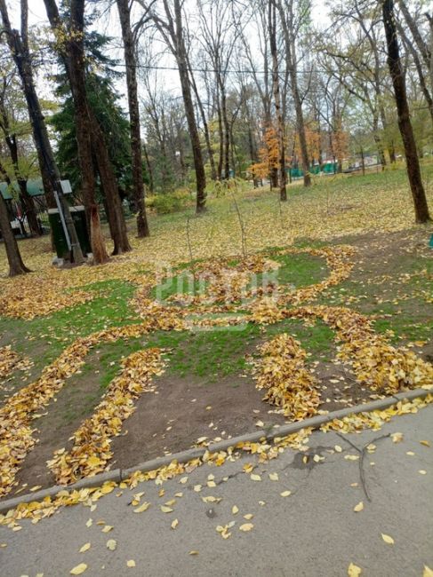 Парк имени октября. Люди таким образом показали в осени есть место для улыбки.

За кадры спасибо нашему..