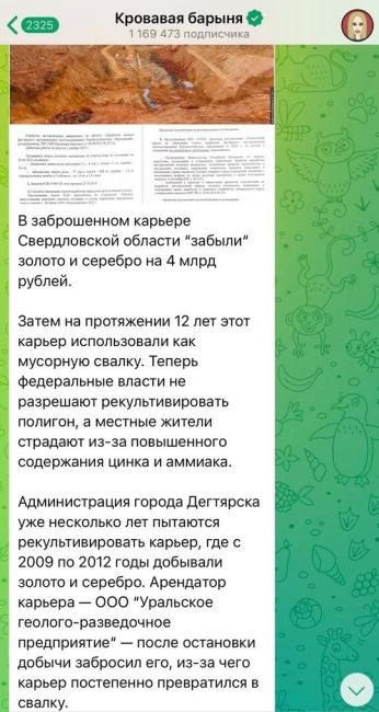 Под Екатеринбургом нашли карьер с золотом и серебром на 4 млрд рублей, в который 12 лет сбрасывали ядовитые..