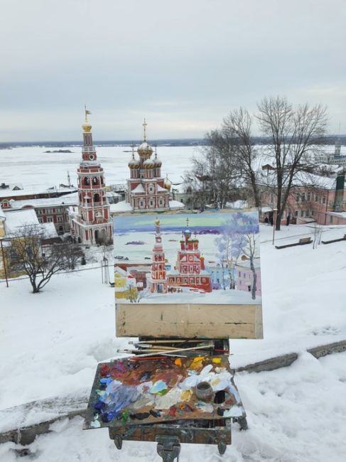 Рождественская церковь в Нижнем Новгороде. 
Картон/масло 25х40 см. Добра и..