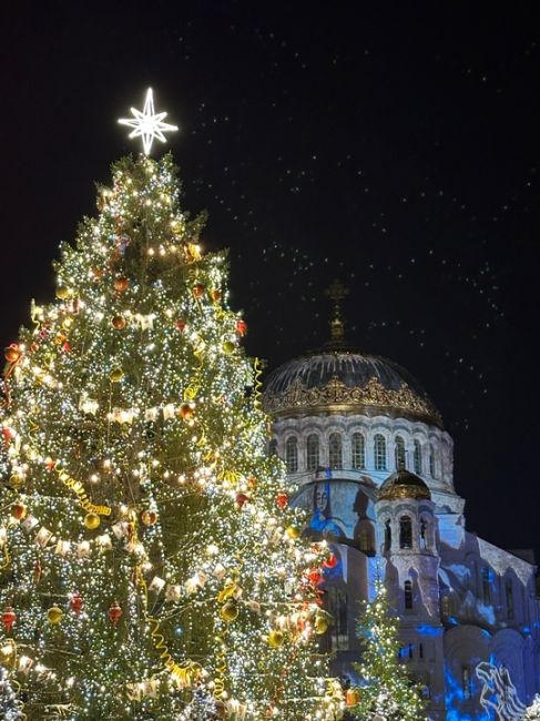 🎄Новогодняя атмосфера у Морского собора в Кронштадте 
 
Захватывающее мультимедийное шоу можно посмотреть..